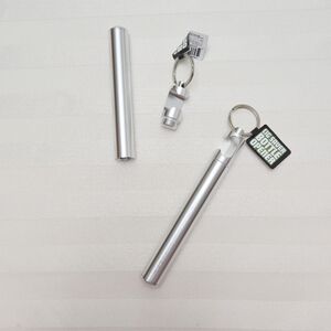 NWT Smokezilla Metallic Silver Keychain Storage Tube Container & Bottle Opener